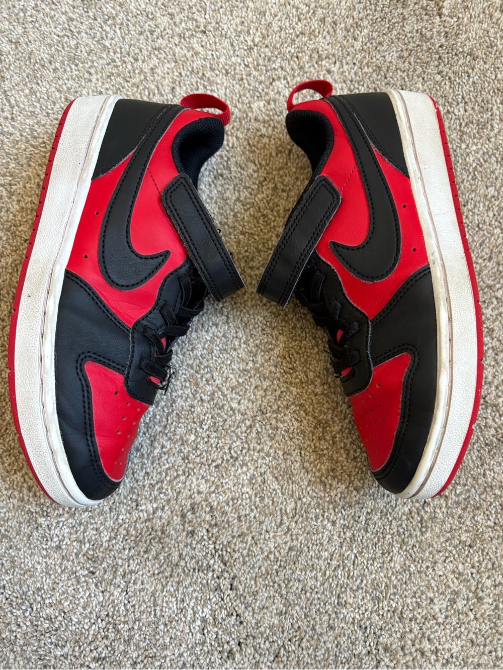 Nike - Unisex Court Borough Low Recraft Sneakers - Size 2Y - Red & Black - Picture 6 of 10